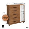 Cômoda Sapateira Gaveteiro Multiuso 1 Porta 5 Gavetas Cinamomo - 4