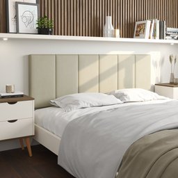 Cabeceira Casal Painel Estofada para Cama Box Luxo 1,4m: Bege - 1