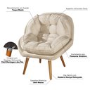 Ver imagem 4 de Conjunto Poltronas Sênior em Suede Premium com Puff e Pés de Madeira:bege
