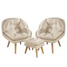Conjunto Poltronas Sênior em Suede Premium com Puff e Pés de Madeira:bege - 2