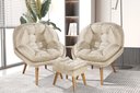 Ver imagem 1 de Conjunto Poltronas Sênior em Suede Premium com Puff e Pés de Madeira:bege