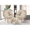 Ver imagem 1 de Conjunto Poltronas Sênior em Suede Premium com Puff e Pés de Madeira:bege