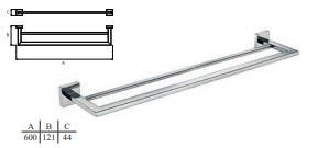 Porta Toalha Duplo em Aço inox polido - Eterna - Italy Line - 2