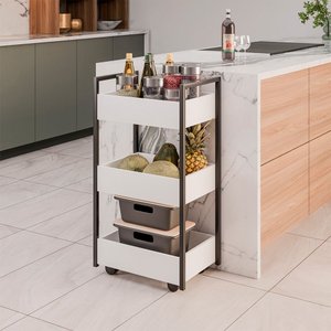 Carrinho Multiuso 3 Prateleiras Cozinha Vallue Branco G96 - Gran Belo