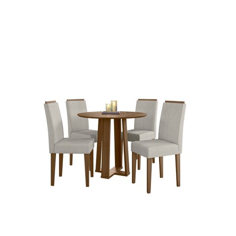 Conjunto Mesa Isabela sem Tampo de Vidro 100cm com 4 Cadeiras Amanda - Imbuia / Wd22
