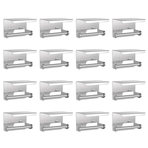 Suporte Papel Higienico Kit 16 Uni Inox Banheiro Lavabo Prateleira Apoio Celular Porta Objeto Multiu