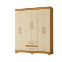 Ver imagem 2 de Guarda-Roupa Casal 6 Portas e 2 Gavetas com Pés Saint Off White/Carvalho Americano