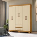 Ver imagem 1 de Guarda-Roupa Casal 6 Portas e 2 Gavetas com Pés Saint Off White/Carvalho Americano