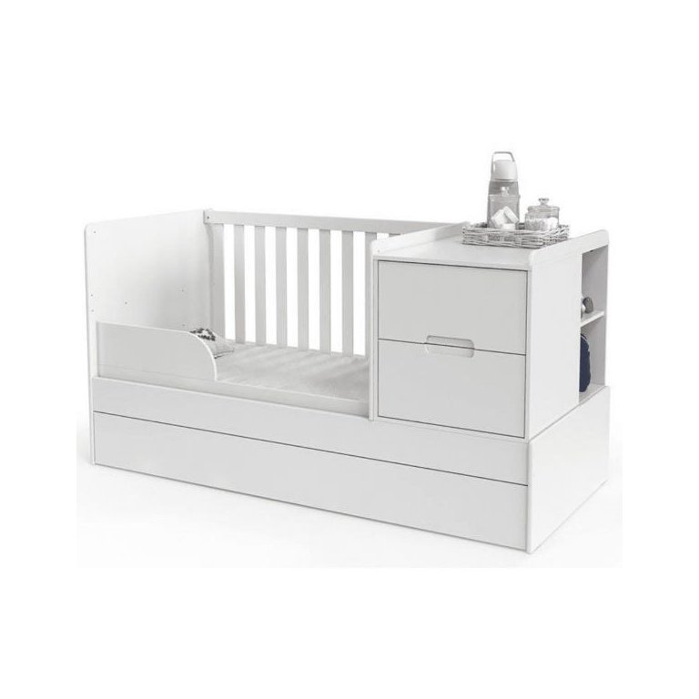 Berço Matic Crescer Americano com Grade Fixa Branco Soft
