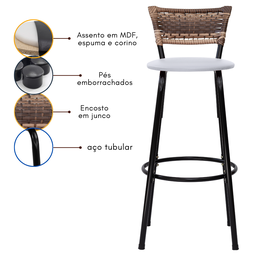 Kit 2 Bancos para Bancada Banqueta Alta Cappuccino Balcão Cozinha Bistrô Área Gourmet Churrasqueira - 5