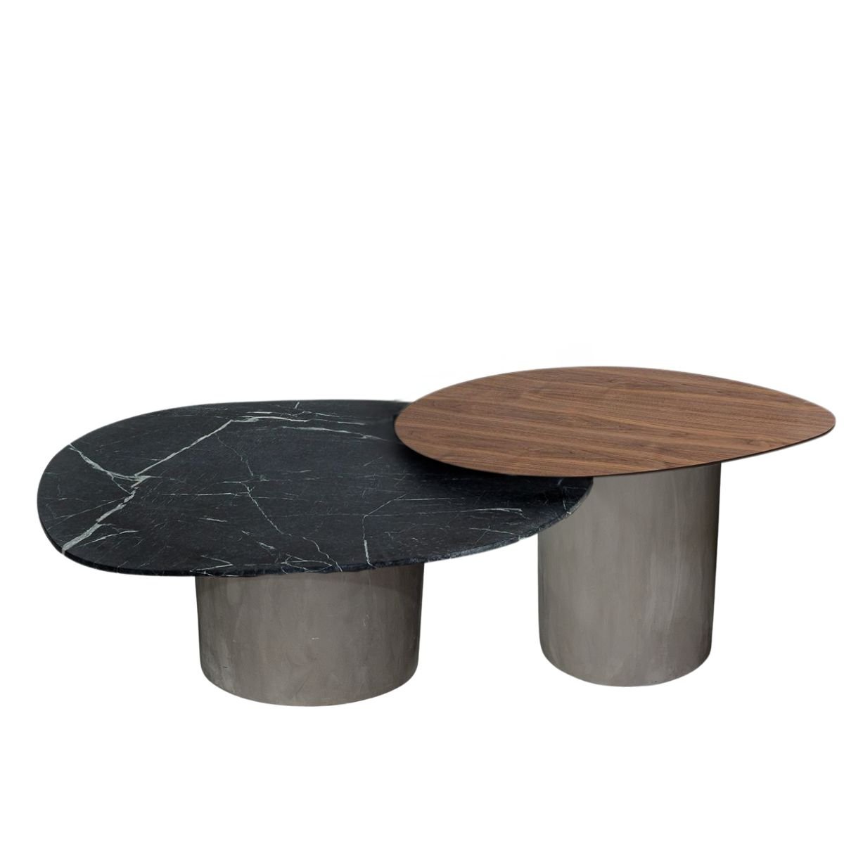 Conjunto de Duas Mesas de Centro Orgânica 90 Cm Mármore e Mdf