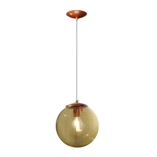 Pendente Glass na Cor Cobre com Globo Âmbar Ø25cm para 1 Lâmpada E-27 Bivolt - GLASS-AMBCO-25 - 3