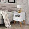 Mesa de Cabeceira Romar Pérola Retrô 1 Gaveta Branco - 1