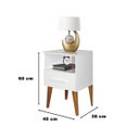 Ver imagem 3 de Mesa de Cabeceira Romar Pérola Retrô 1 Gaveta Branco