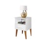 Mesa de Cabeceira Romar Pérola Retrô 1 Gaveta Branco - 2
