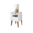 Ver imagem 2 de Mesa de Cabeceira Romar Pérola Retrô 1 Gaveta Branco
