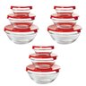 Conjunto 9 Potes Tigela Vidro Tampa Vermelho Class Home - 1