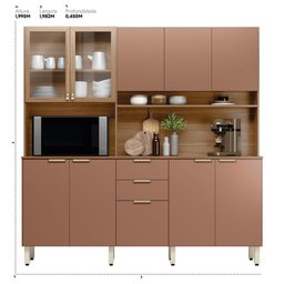 Armário de Cozinha Compacta 10 Portas 2 Gavetas Porto Rico - Amêndola Touch/marsala Prime Tx - 2 Armário de Cozinha Compacta 10 Portas 2 Gavetas Porto Rico - Amêndola Touch/marsala Prime Tx - 2
