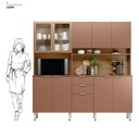 Ver imagem 4 de Armário de Cozinha Compacta 10 Portas 2 Gavetas Porto Rico - Amêndola Touch/marsala Prime Tx