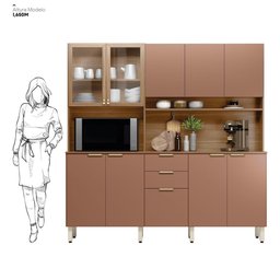 Armário de Cozinha Compacta 10 Portas 2 Gavetas Porto Rico - Amêndola Touch/marsala Prime Tx - 4 Armário de Cozinha Compacta 10 Portas 2 Gavetas Porto Rico - Amêndola Touch/marsala Prime Tx - 4