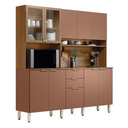 Armário de Cozinha Compacta 10 Portas 2 Gavetas Porto Rico - Amêndola Touch/marsala Prime Tx - 10 Armário de Cozinha Compacta 10 Portas 2 Gavetas Porto Rico - Amêndola Touch/marsala Prime Tx - 10