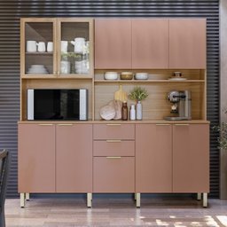 Armário de Cozinha Compacta 10 Portas 2 Gavetas Porto Rico - Amêndola Touch/marsala Prime Tx - 1 Armário de Cozinha Compacta 10 Portas 2 Gavetas Porto Rico - Amêndola Touch/marsala Prime Tx - 1