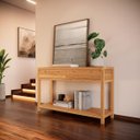 Ver imagem 6 de Conjunto Sala Jantar Nature: Aparador, Mesa, Banco e Cadeiras Madeira Pinus Rústico Claro