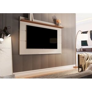 Painel Suspenso Flutuante Home Tv até 55 Polegadas Prateleira Superior Vivare New 1.36:off White/fre