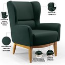Ver imagem 4 de Poltrona Decorativa Fixa Base de Madeira Milena D02 Linho Verde C-117 - Lyam Decor