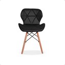 Ver imagem 3 de Kit 16 Cadeiras de Jantar Charles Eames Slim Wood Estofada - Preto