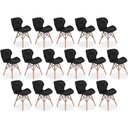 Ver imagem 1 de Kit 16 Cadeiras de Jantar Charles Eames Slim Wood Estofada - Preto