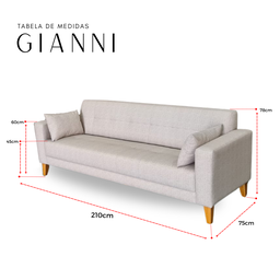 Sofá Gianni | Pé Trapézio & Tecido Acquablock Impermeável | 3 Lugares | Medida 210cm | Linhão Bege - 6
