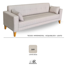 Sofá Gianni | Pé Trapézio & Tecido Acquablock Impermeável | 3 Lugares | Medida 210cm | Linhão Bege - 5