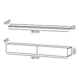 Bancada Suspensa e Prateleira 197cm Slat M20 Cinamomo-off - Mpozenato - 3