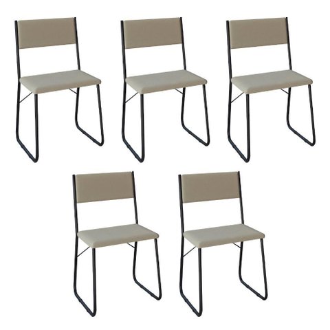 Kit 5 Cadeiras de Jantar Estofadas Angra Bege