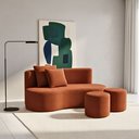 Ver imagem 1 de Conjunto Sofá Curvo Orgânico + 2puffs Nature Gaia Boucle Terracota - Montanaris Decor