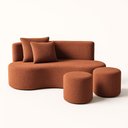 Ver imagem 2 de Conjunto Sofá Curvo Orgânico + 2puffs Nature Gaia Boucle Terracota - Montanaris Decor