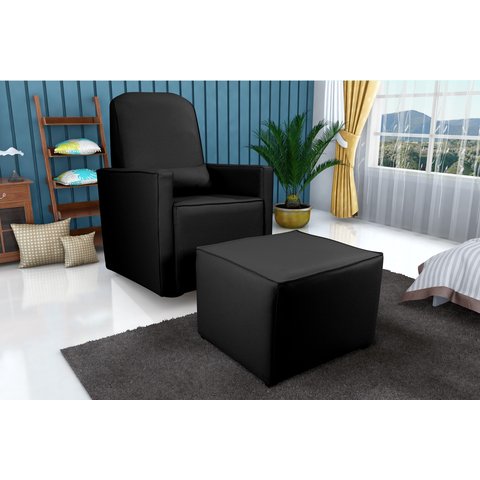 Poltrona Amamentação Balanço C/puff Annecy Corano Preto F281 - Matrix