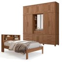 Ver imagem 1 de Guarda Roupa Casal Londres Capelinha e Cama Casal Invicta Jatobá Acetinado - Santos Andirá