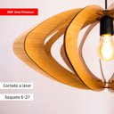 Ver imagem 3 de Luminária Pendente Grande Redondo Aletado Madeira Rustico Cor:marfim