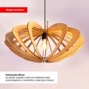 Ver imagem 2 de Luminária Pendente Grande Redondo Aletado Madeira Rustico Cor:marfim