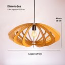 Ver imagem 5 de Luminária Pendente Grande Redondo Aletado Madeira Rustico Cor:marfim