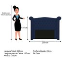 Ver imagem 2 de Kit Cabeceira Calçadeira Veneza 160cm Suede Azul Marinho