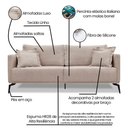 Ver imagem 3 de Sofá 2 Lugares Pé de Ferro Preto Rafaela 180 Cm Linho S04 - D’Rossi