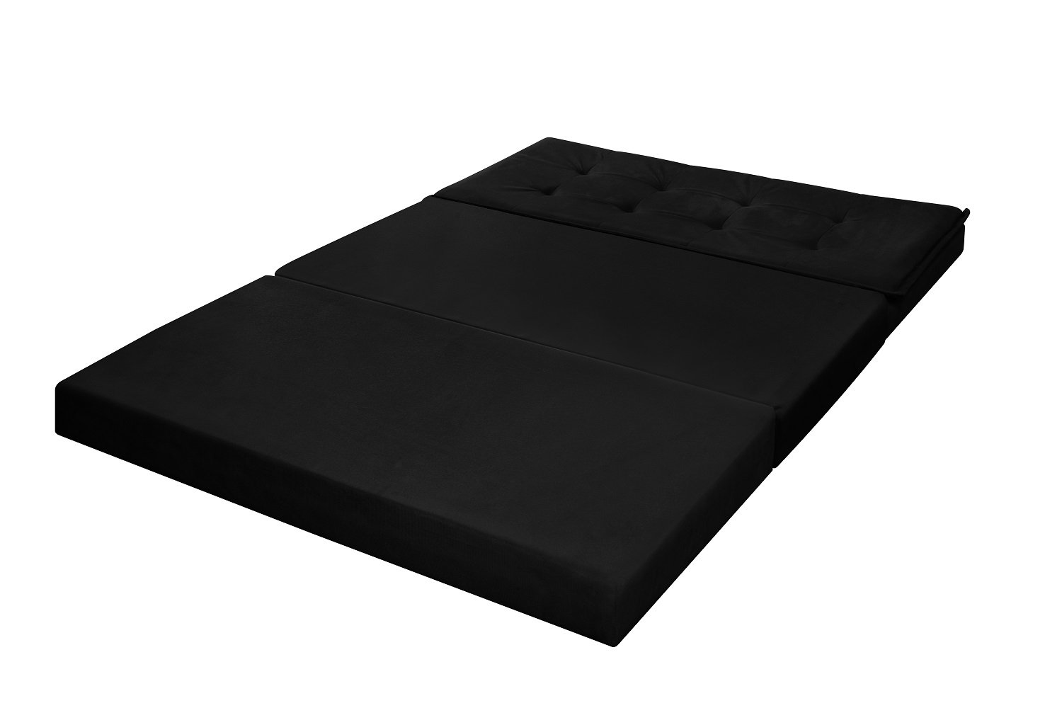 Puff Recamier que Vira Cama Casal Estofado para Quarto:preto - 5