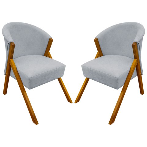 Kit 2 Poltronas Decorativa para Sala You Bouclê Premium Braça Amadeirada