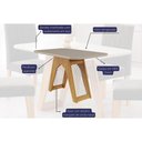 Ver imagem 4 de Sala de Jantar Completa Carol c/ Tampo Madeirado c/ Vidro 130cm + 4 Cadeiras Maia Nature/Off White/