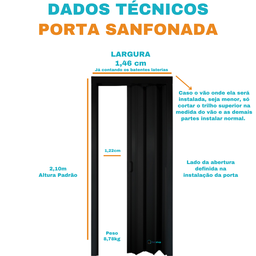 Porta Sanfonada Pvc 1,46m Preta - 3
