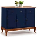 Ver imagem 3 de Balcão Linz 3 Portas Pés Luis Xv 99 X 132 X 45 Cm (a X L X P) - Cor Azul Petróleo/imbuia Glazer