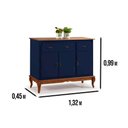 Ver imagem 2 de Balcão Linz 3 Portas Pés Luis Xv 99 X 132 X 45 Cm (a X L X P) - Cor Azul Petróleo/imbuia Glazer